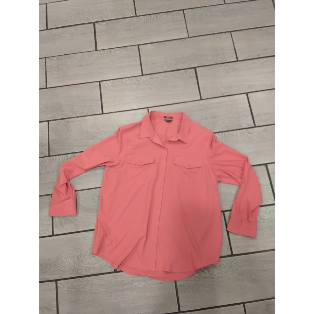 Eddie Bauer Classic Fit Coral‎ Pink Button Down Shirt Long Sleeve Mens XL